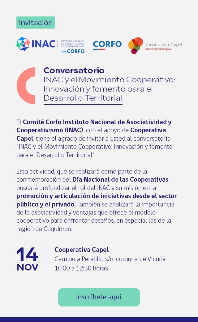 INAC y el movimiento cooperativo: innovación y fomento para el desarrollo territorial